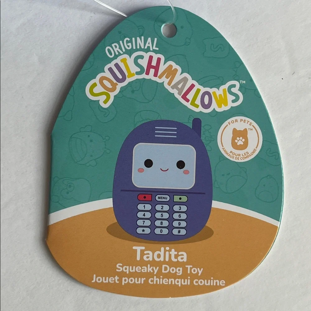 Squishmallows Gamer Squad Tadita The Cell Phone Squeaky Plush Dog Toy NWT